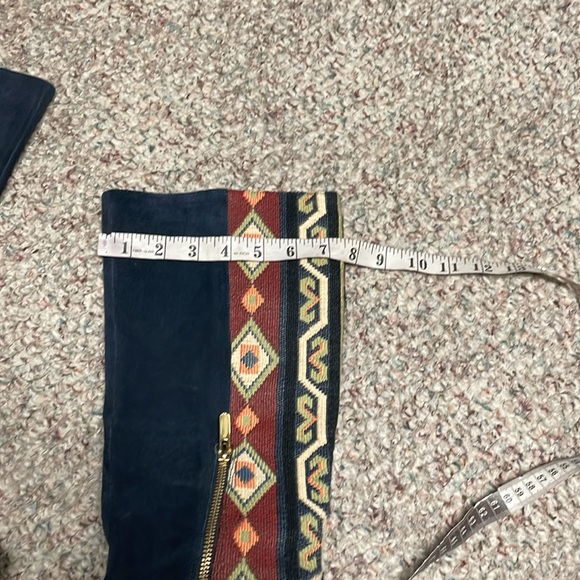 Sigerson Morrison suede western print boots with leather studded sock accent - Picture 11 of 14